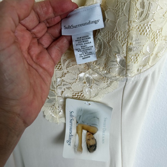 NWT Soft Surroundings Slip Ivory Lace Nightgown Long Chemise Maxi Dress Medium - Picture 2 of 16